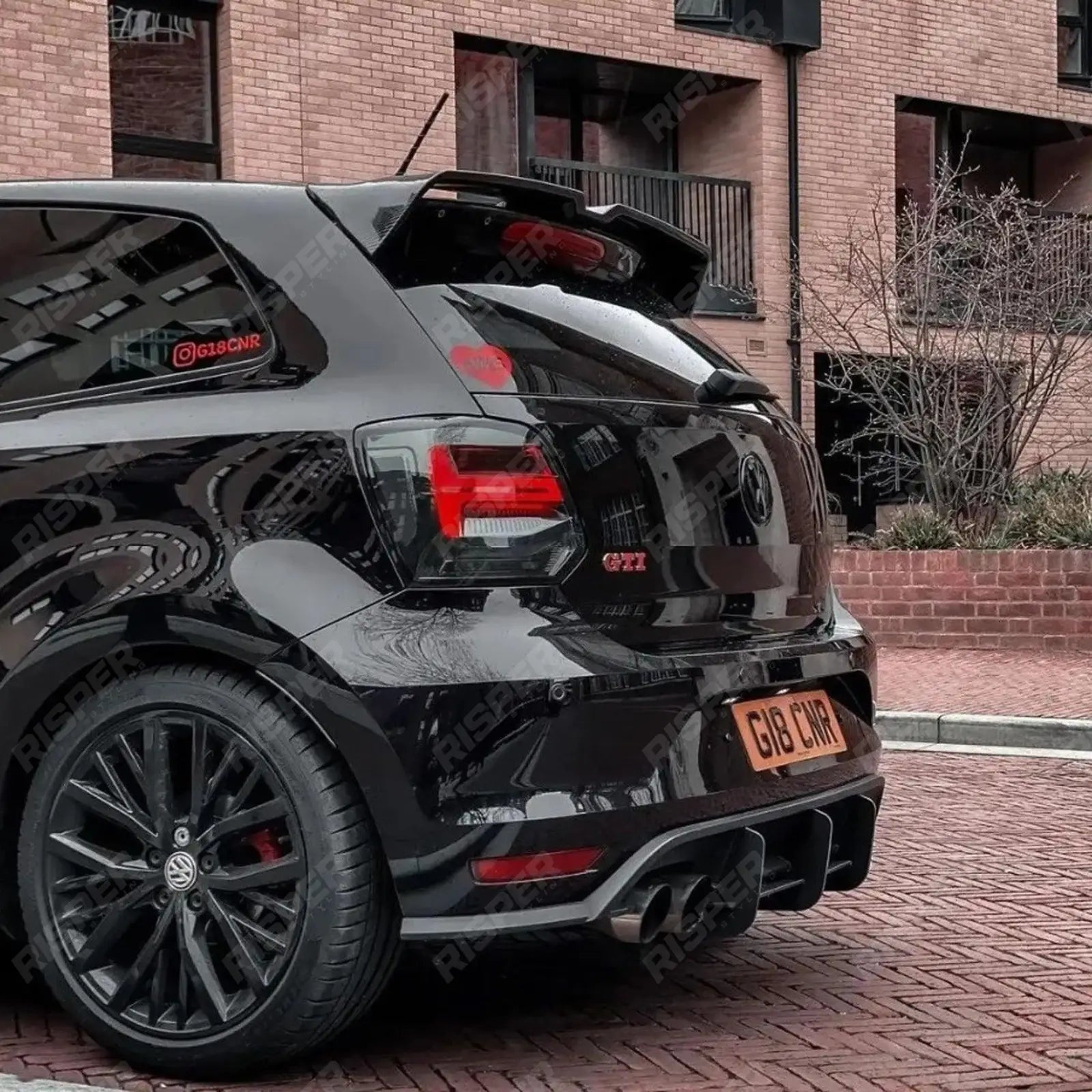 Volkswagen Polo MK5 6C GTI 2014 - 2018 - Rear Blade Style Diffuser in Gloss Black