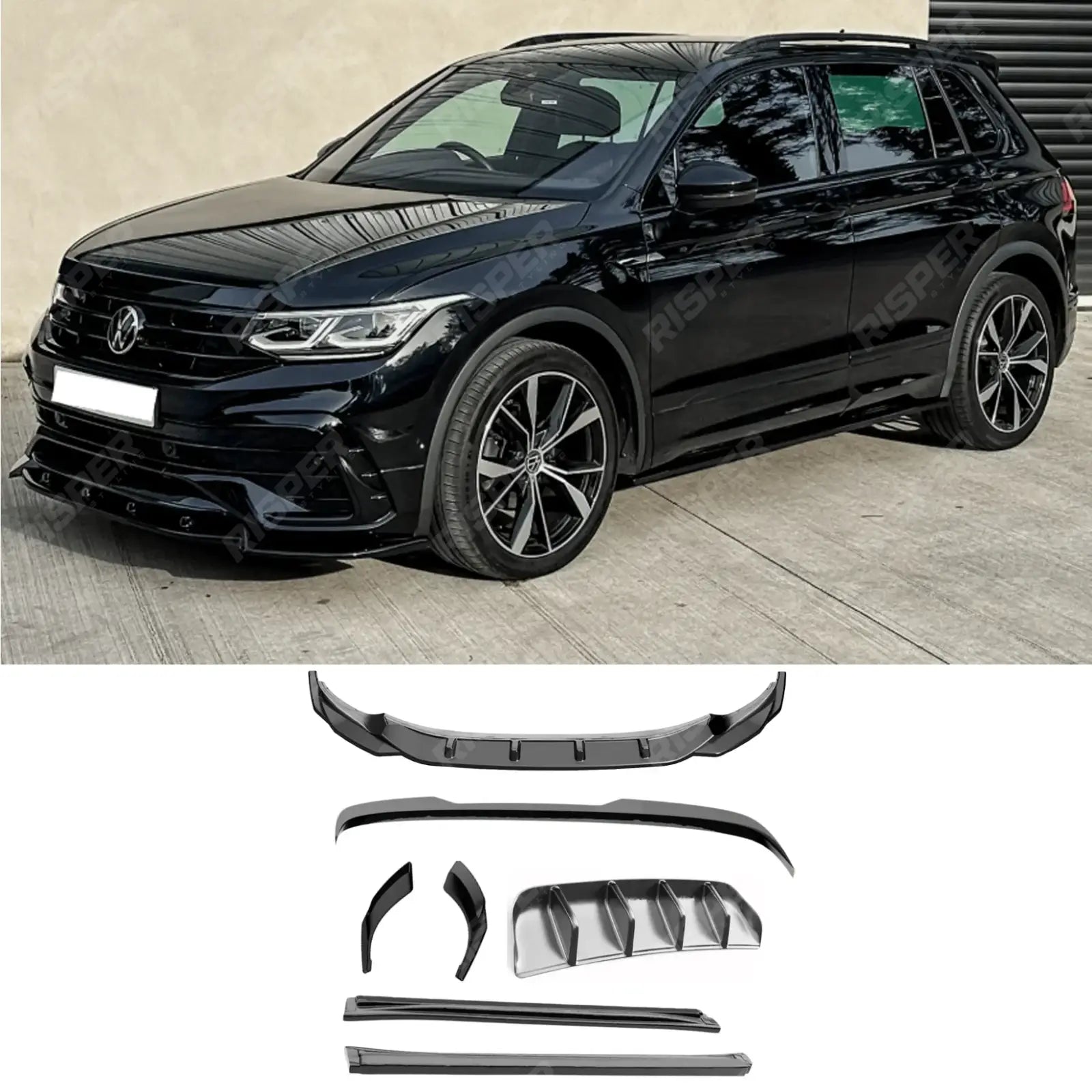 Volkswagen Tiguan MK2 R / R-LINE 2020+ Aero Body Kit - Gloss Black Aero Kit