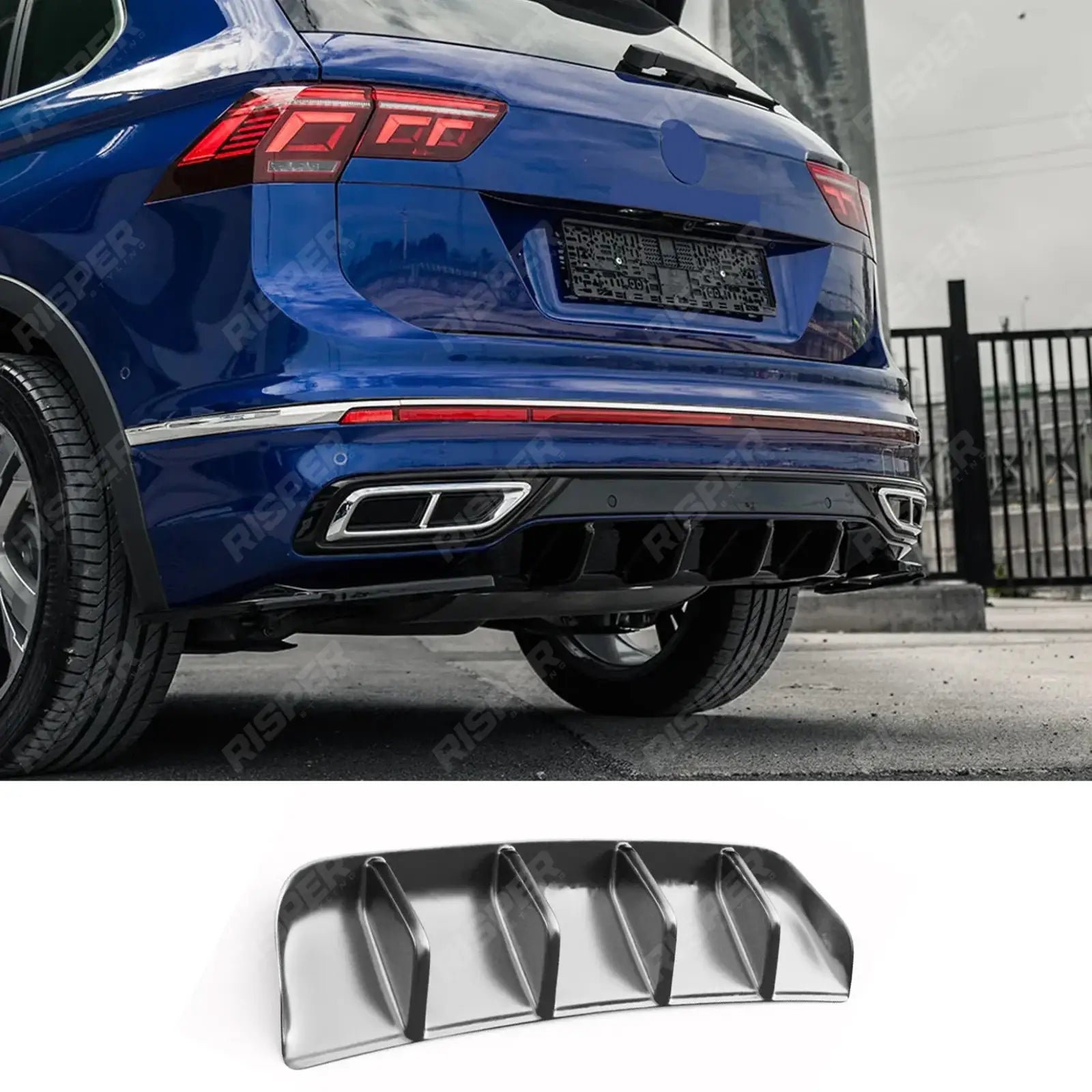 Volkswagen Tiguan R 2020+ MK2 Rear Diffuser Valance Gloss Black Main image
