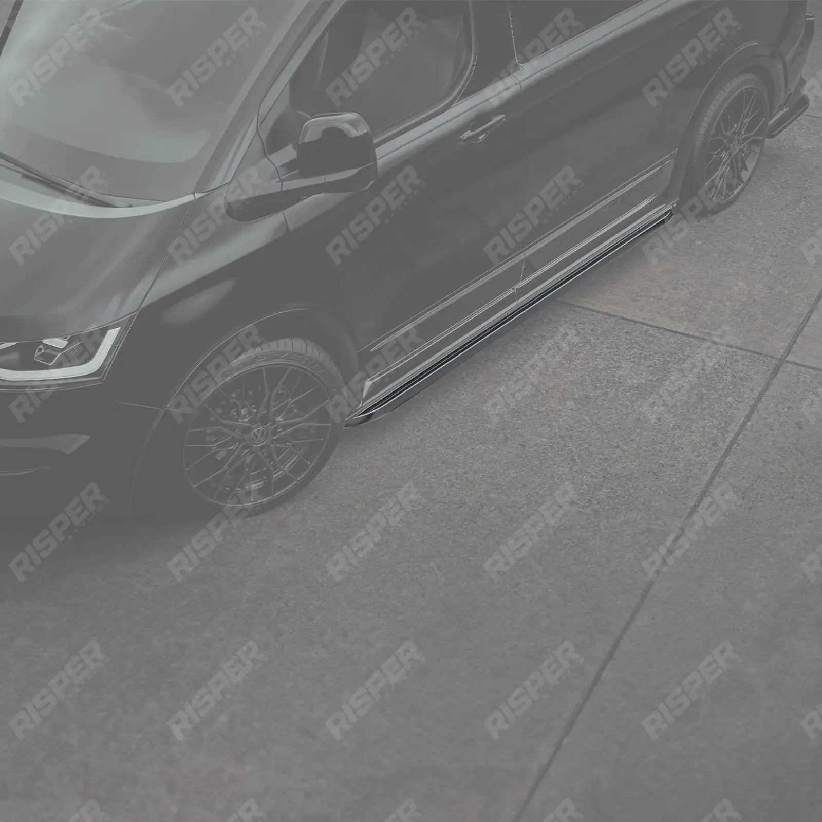 Volkswagen Transporter LWB T7 2025 On Trapezoid Side Bars In Stainless Steel