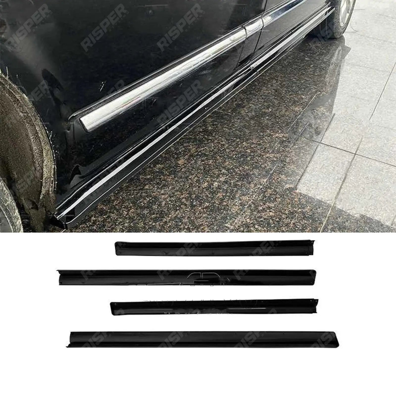 Volkswagen Transporter T6 2015 - 2019: SWB Gloss Black 2 - Piece Side Skirt Splitters Main image