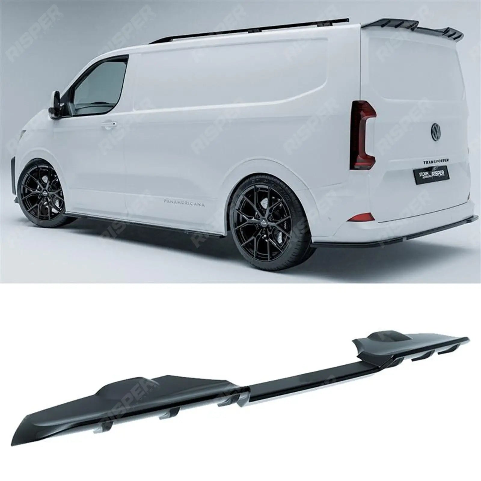 Volkswagen Transporter T7 2023+ Rear Tailgate Spoiler In Gloss Black Rear Spoilers Main image