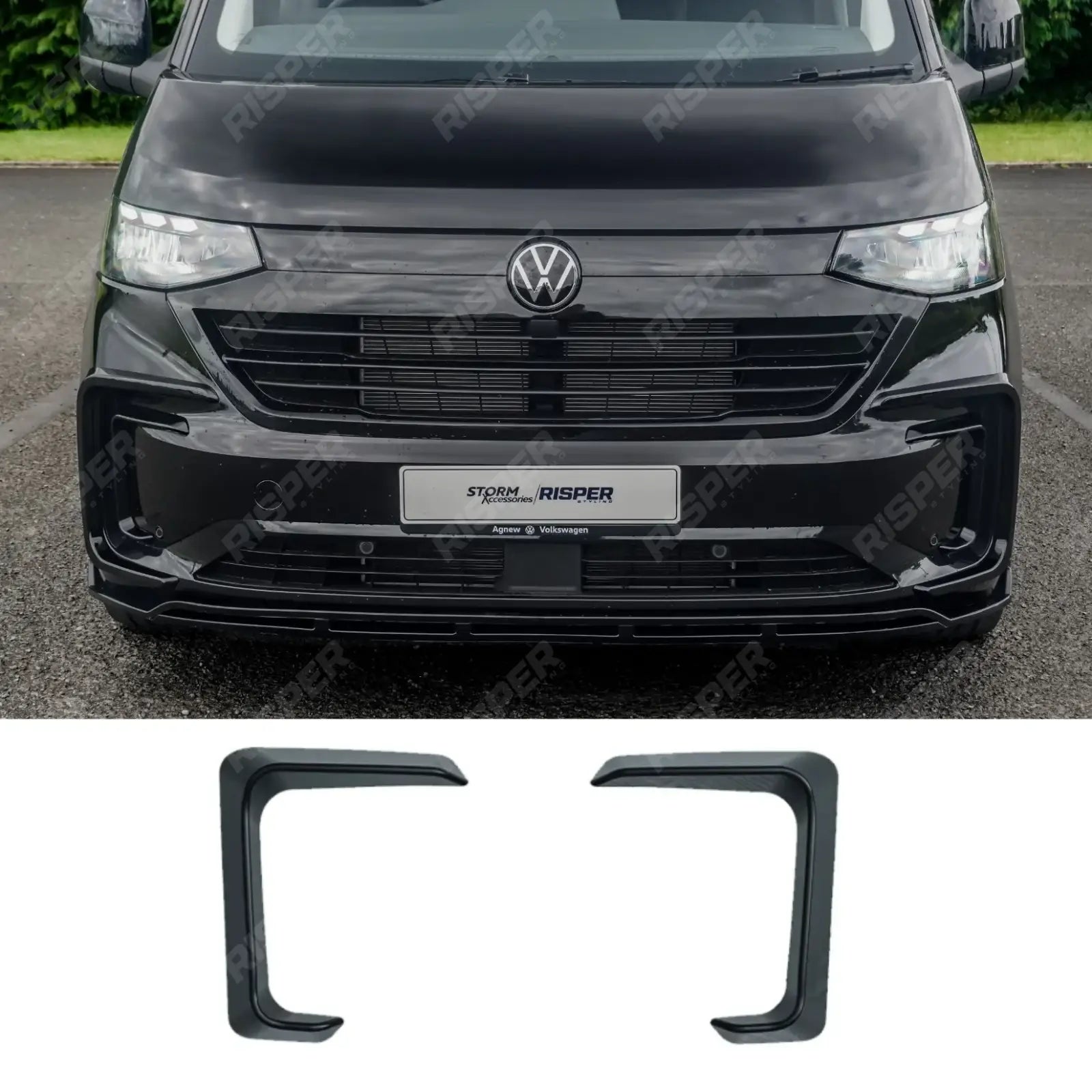Volkswagen Transporter T7 2025 on Inner Canard Loops In Gloss Black Front Splitter