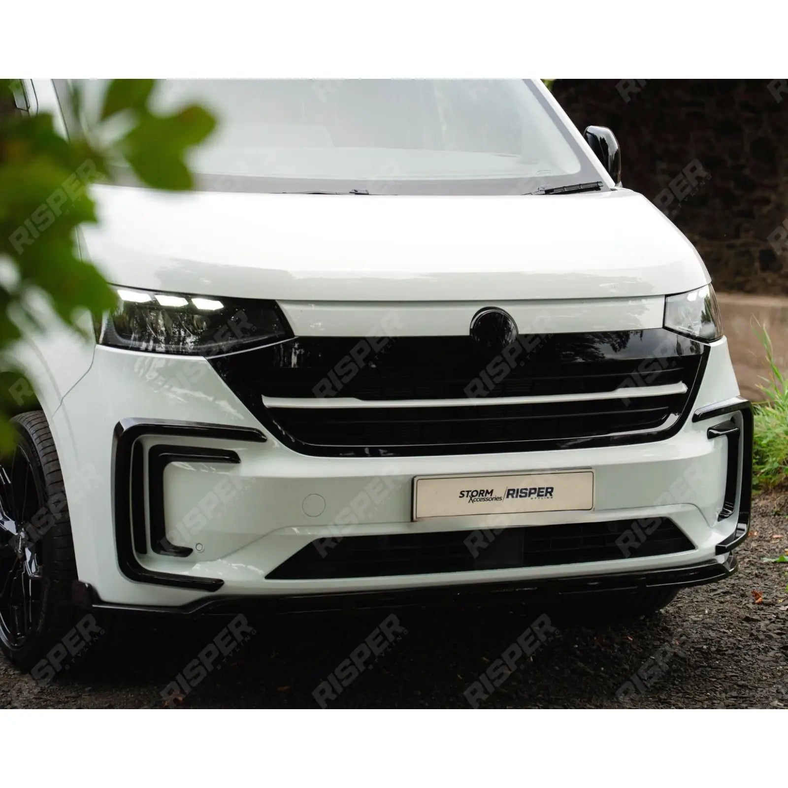 Volkswagen Transporter T7 2025 on Inner Canard Loops In Gloss Black Front Splitter