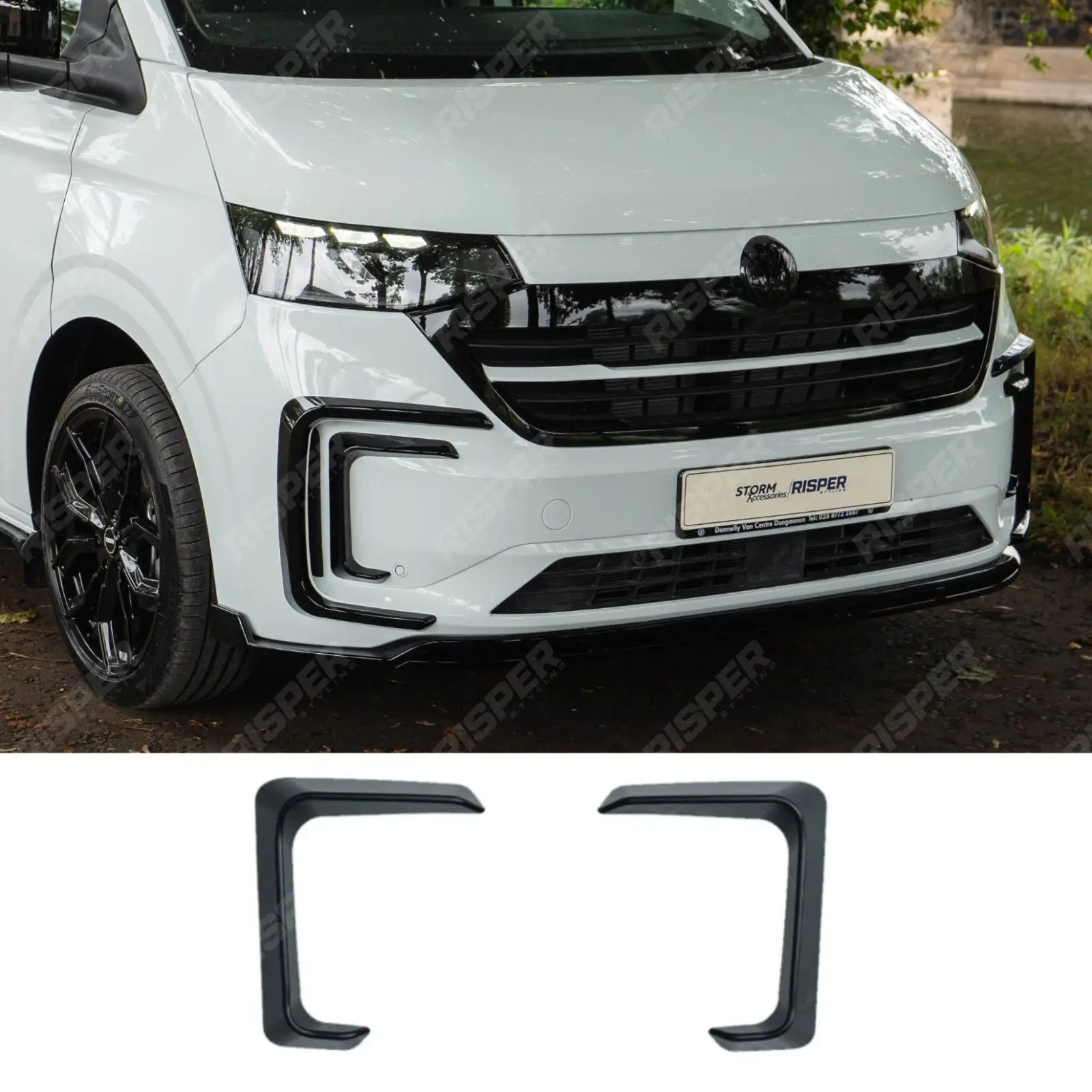 Volkswagen Transporter T7 2025 on Inner Canard Loops In Gloss Black Front Splitter Main image