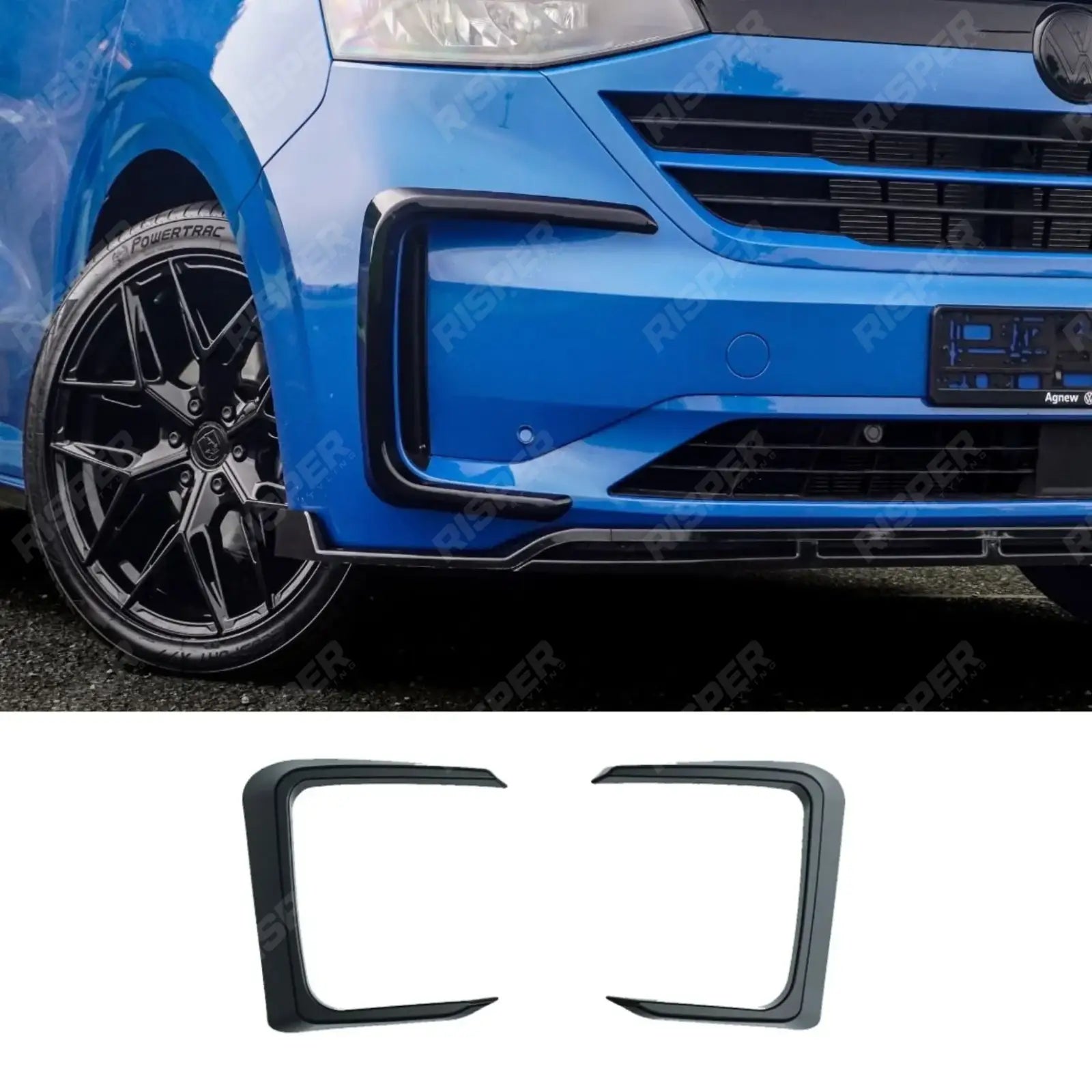 Volkswagen Transporter T7 2025 on Outer Canard Loops In Gloss Black Front Splitter Main image