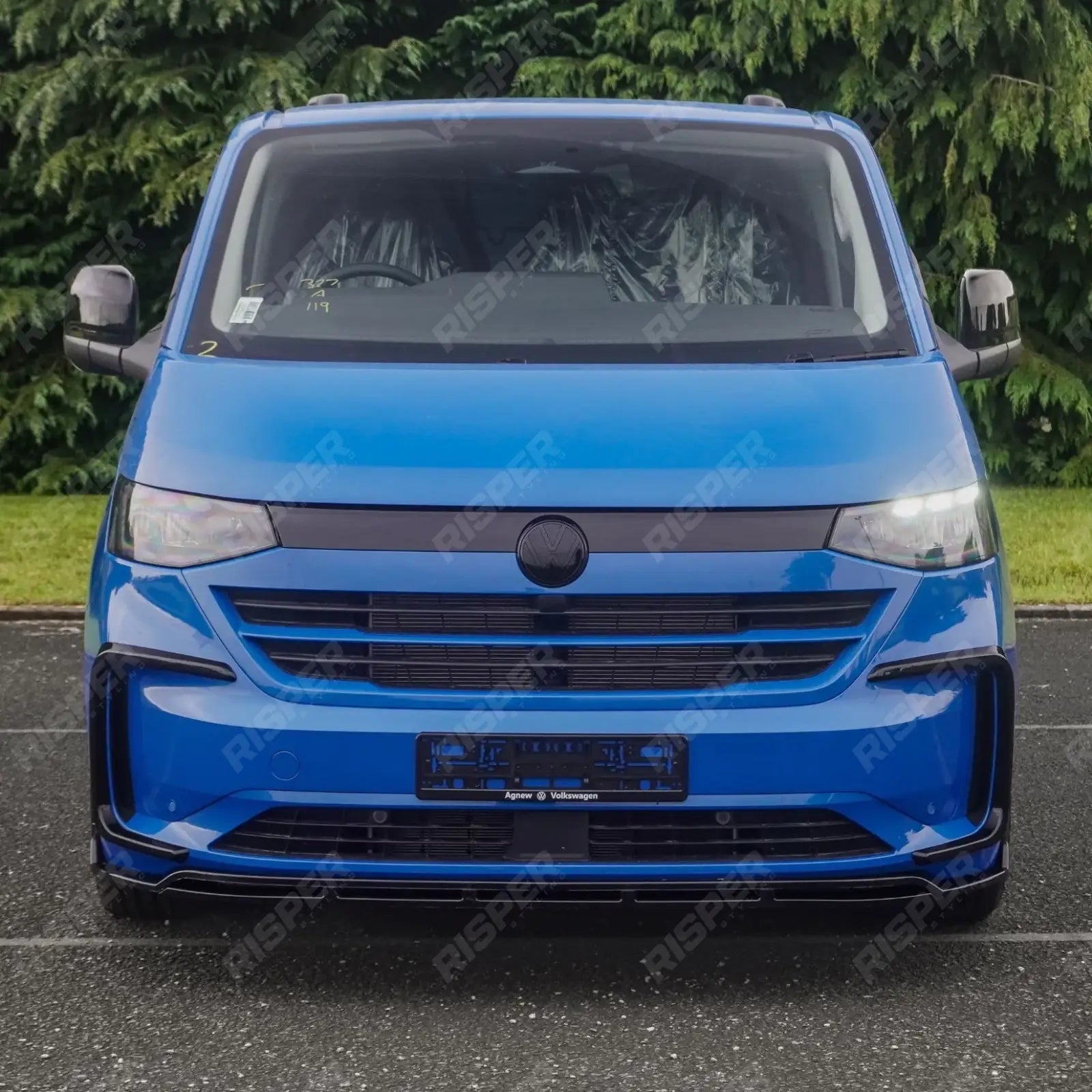 Volkswagen Transporter T7 2025 on Outer Canard Loops In Gloss Black Front Splitter