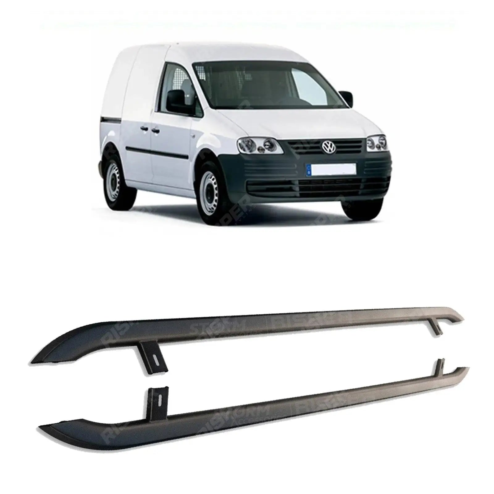 VW Caddy 2004 - 2020 SWB Trapezoid Side Bars in Matt Black