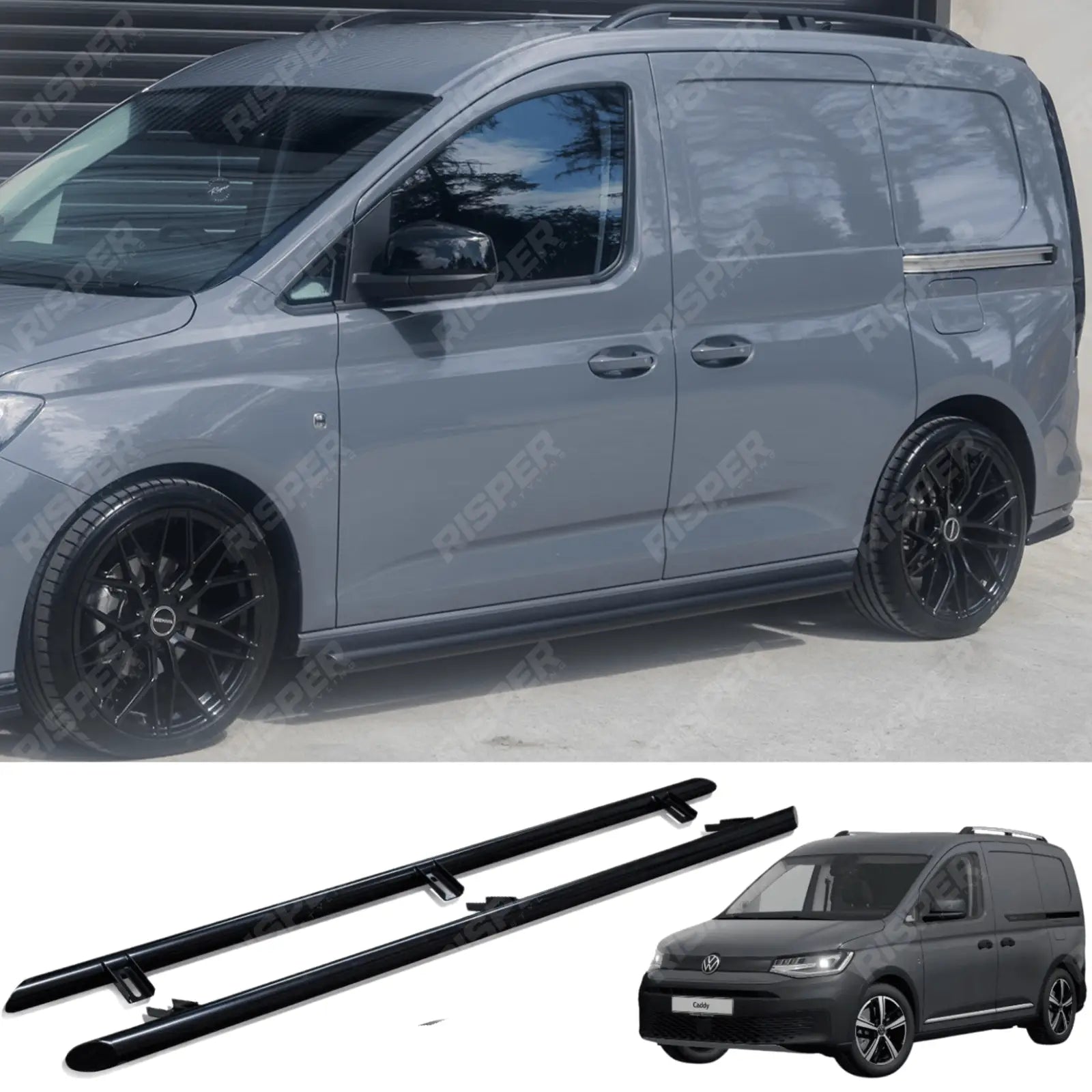 Vw Caddy 2021 On – Side Bars Steps – Angular Type – Short Wheel Base – Black – 60mm Main image