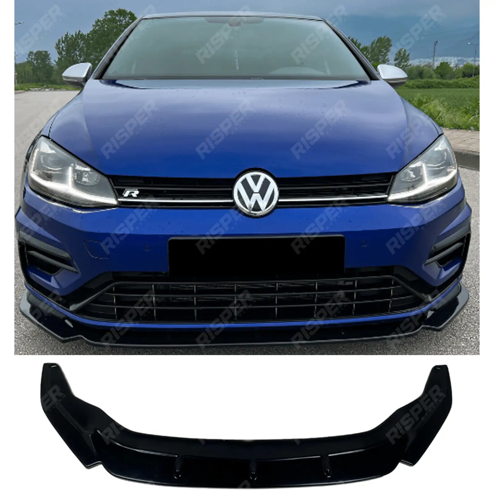 VW Golf MK7.5 R Front Splitter V3 In Gloss Black Main image