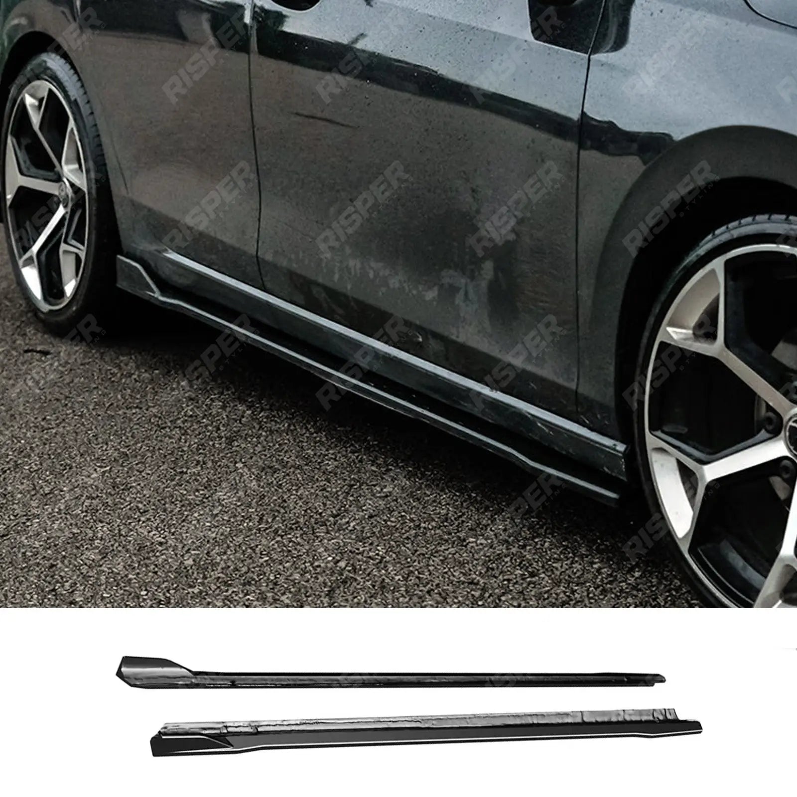 Vw Golf Mk8 2019 on Standard Side Skirts in Gloss Black - Side Skirt Splitters Main image