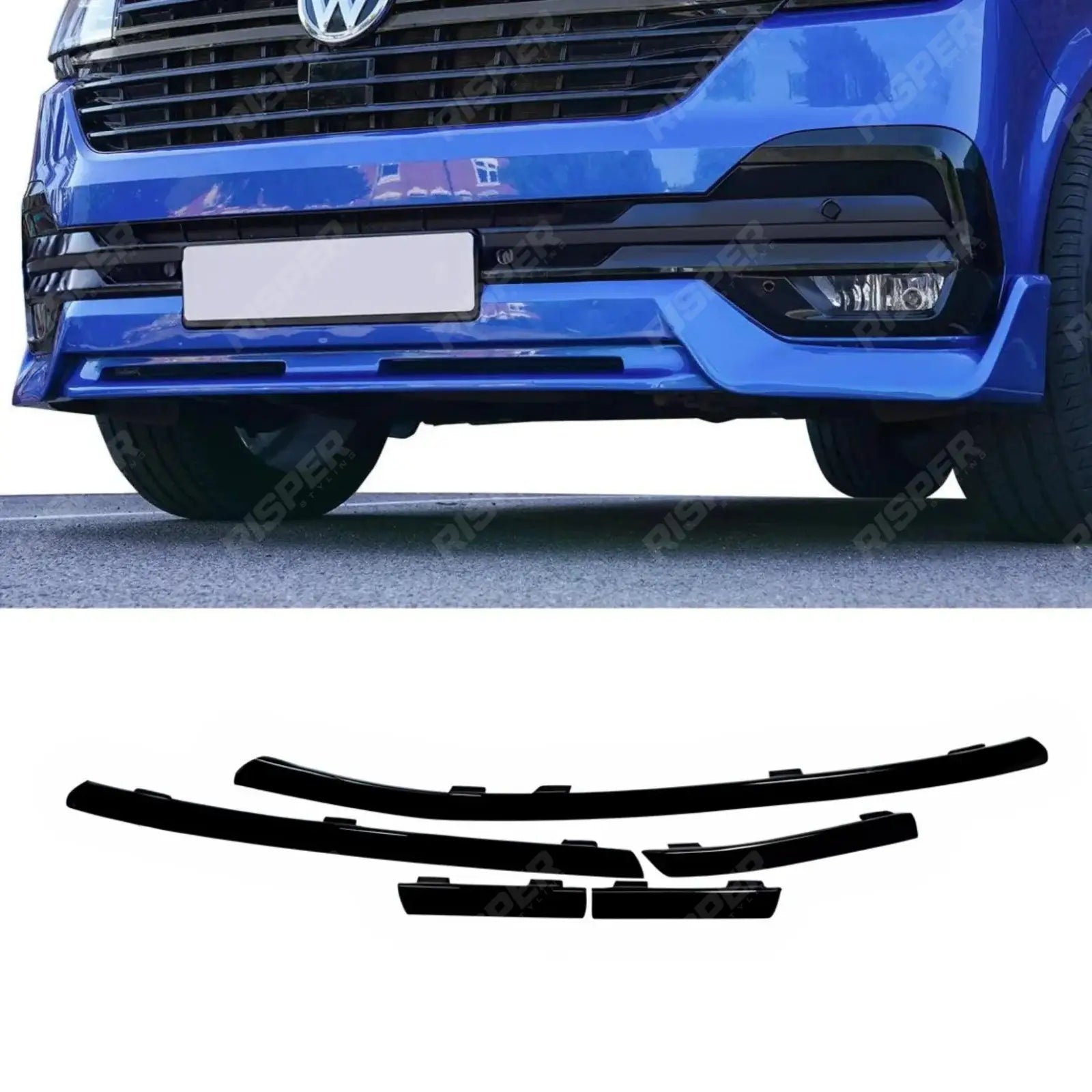 VW T6.1 2019 - 2024 Transporter Front Bumper Lower 5PCS Grille Trim Inserts