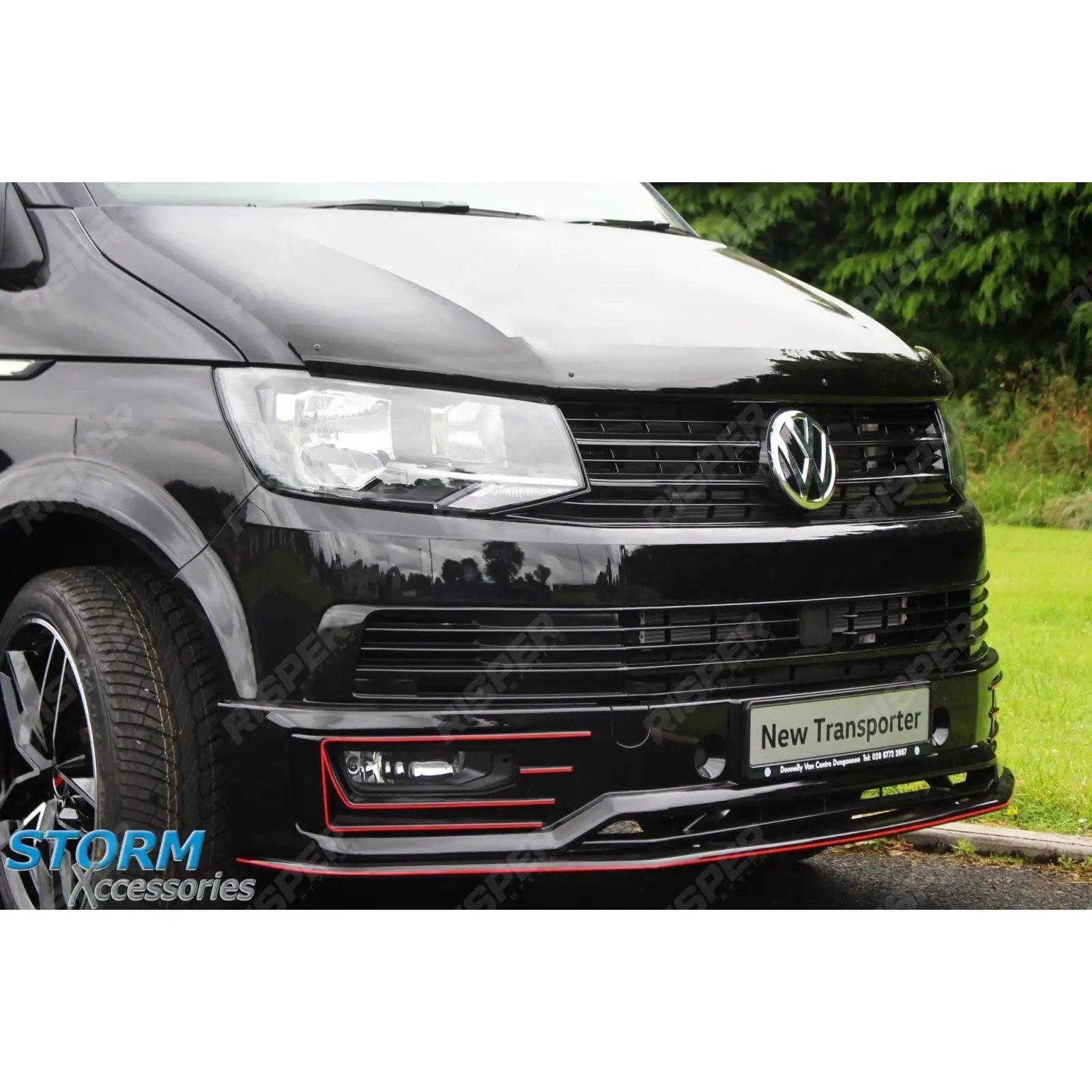VW T6 Transporter 2015 Onwards - Front Sport - Line Spoiler Splitter Lip in Gloss Black
