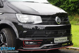 VW T6 Transporter 2015 Onwards - Front Sport - Line Spoiler Splitter Lip in Gloss Black