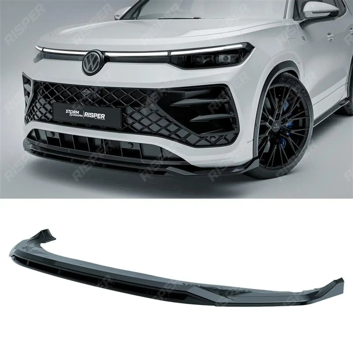 VW Tayron R-Line MK1 2025 On Front Splitter In Gloss Black Front Splitter