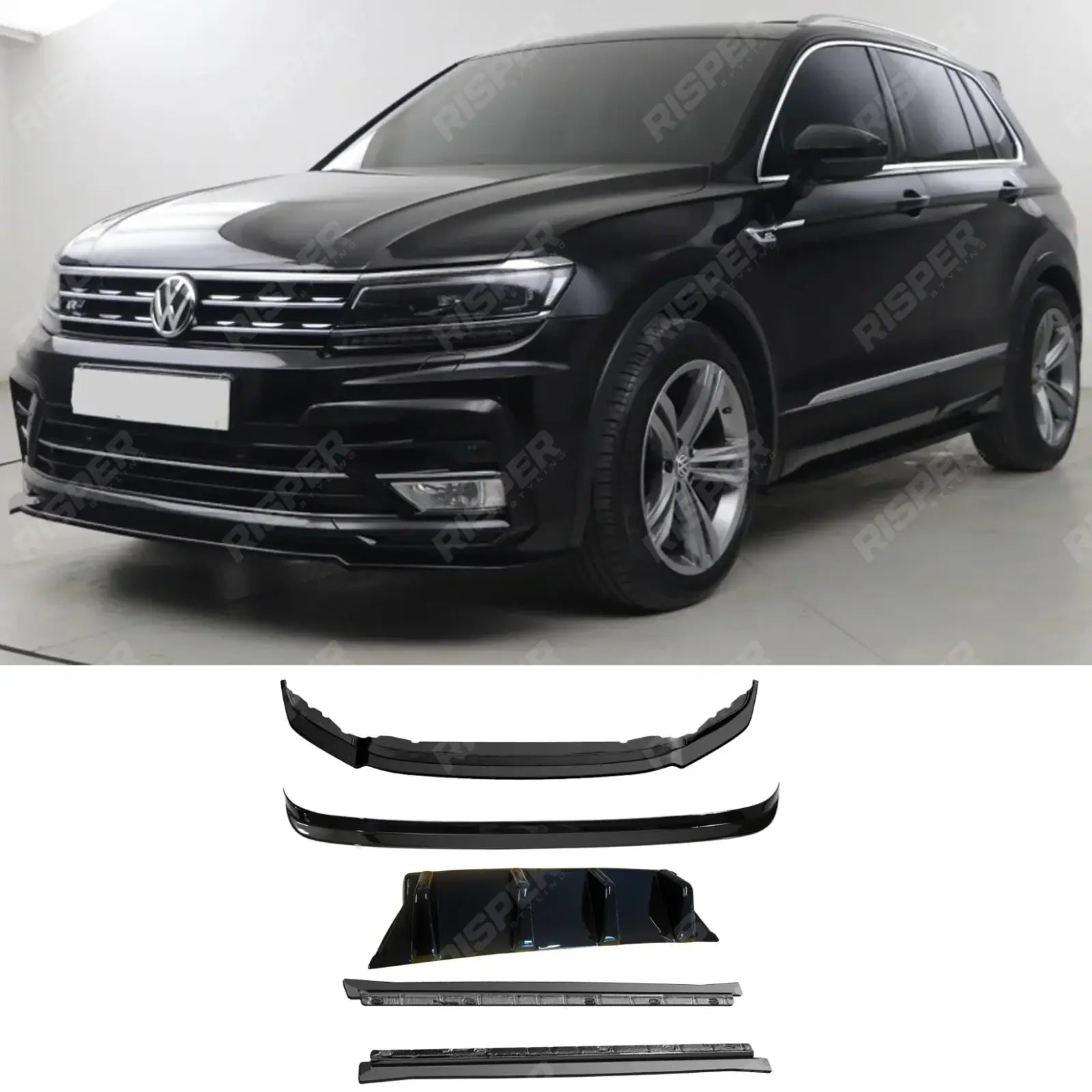 VW Tiguan MK2 R-Line 2015-2020 Aero Body Kit In Gloss Black Aero Kit