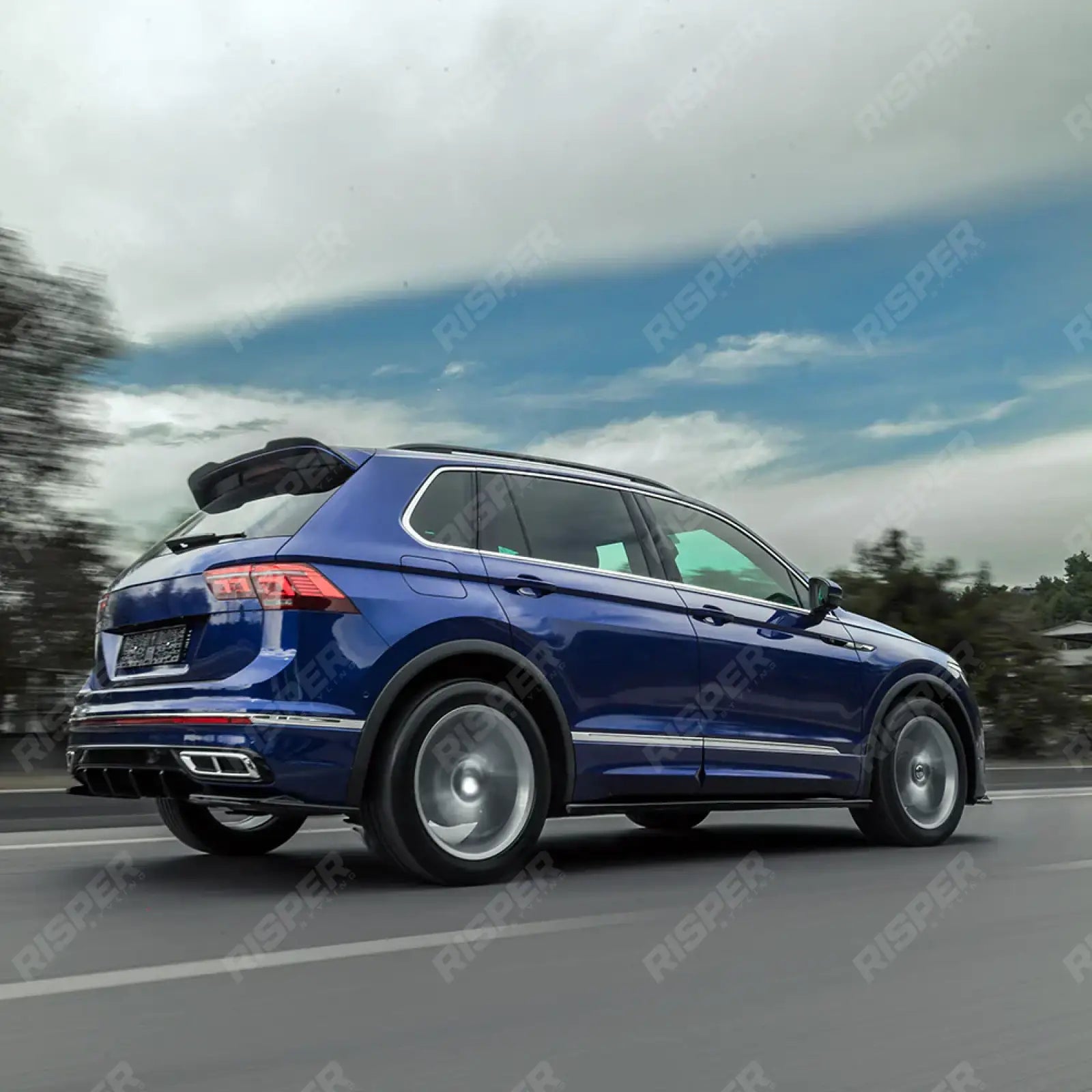 VW Tiguan R-Line 2020-2024 Rear Diffuser In Gloss Black Secondary image