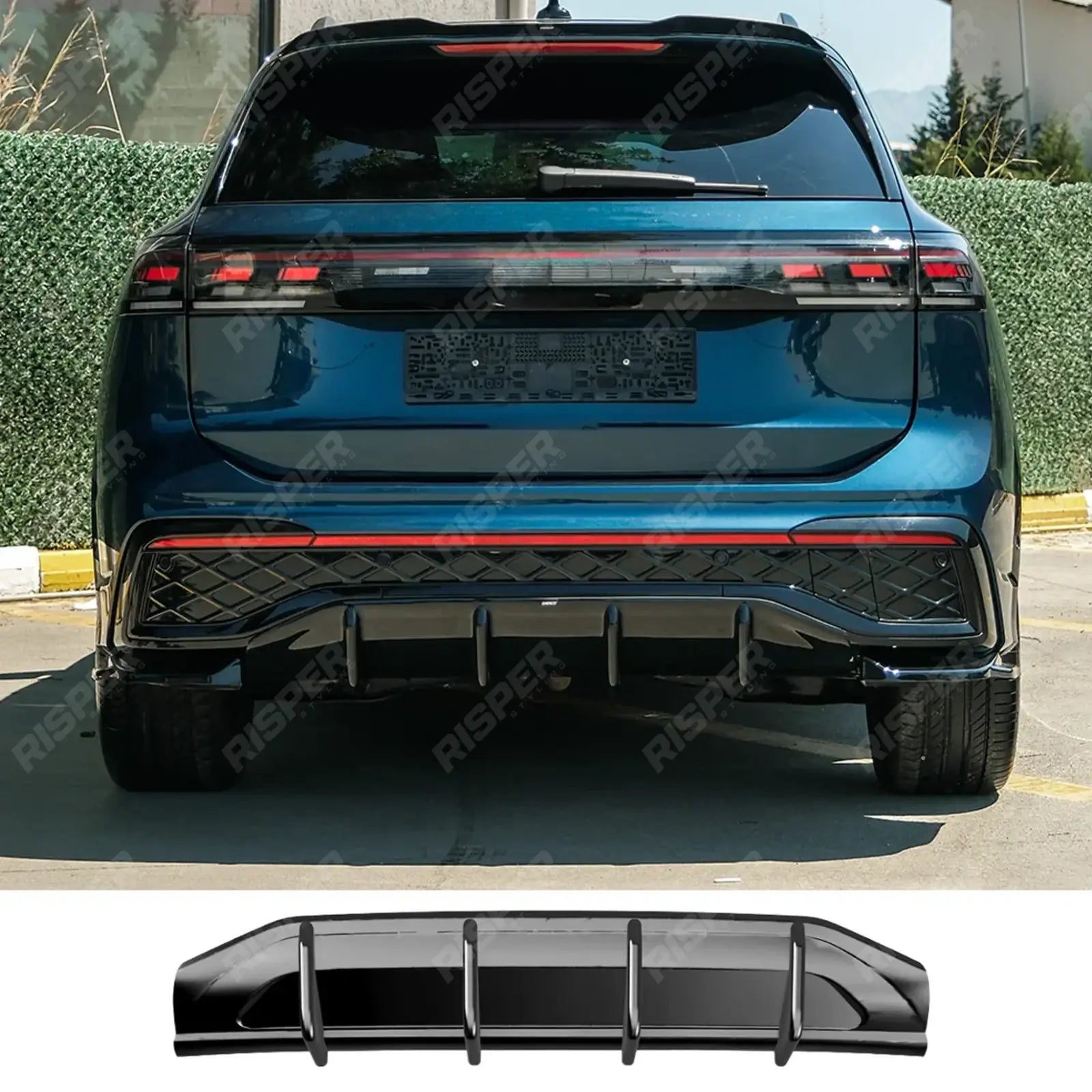 VW Tiguan R-Line MK3 2024 On Rear Valance In Gloss Black Diffuser