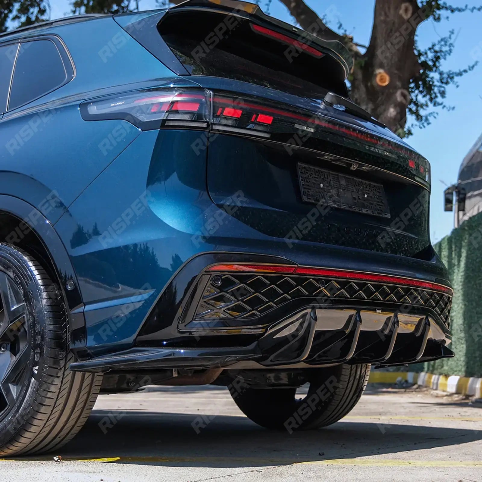 VW Tiguan R-Line MK3 2024 On Rear Valance In Gloss Black Diffuser