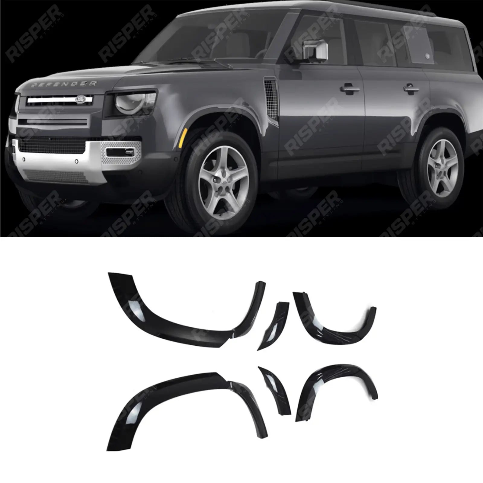 Land Rover Defender 130 Wheel Arch Kit - Gloss Black Main image