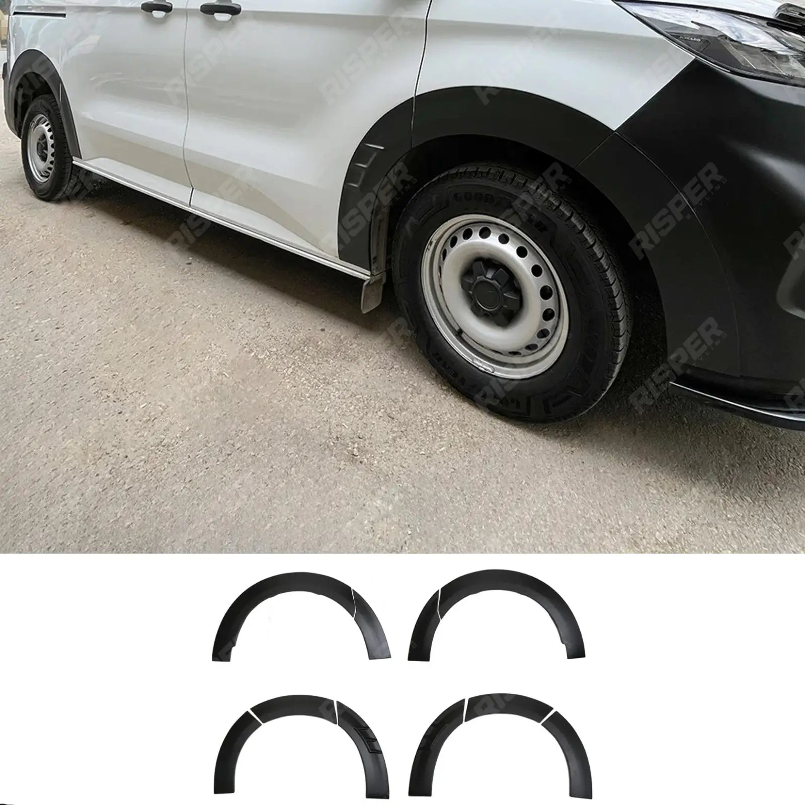 Wheel Arch Set in Black For Ford Transit Custom 2024 on / VW Transporter T7 2025 on - Wheel Arch Kit