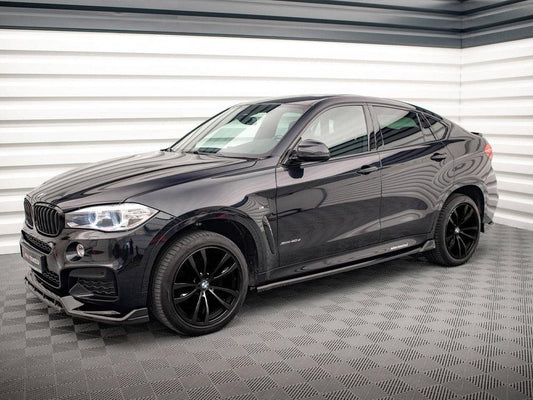 BMW X6 F16 M SPORT 2014-2019 - MAXTON SIDE SKIRT SPLITTERS V2 - GLOSS BLACK - RisperStyling