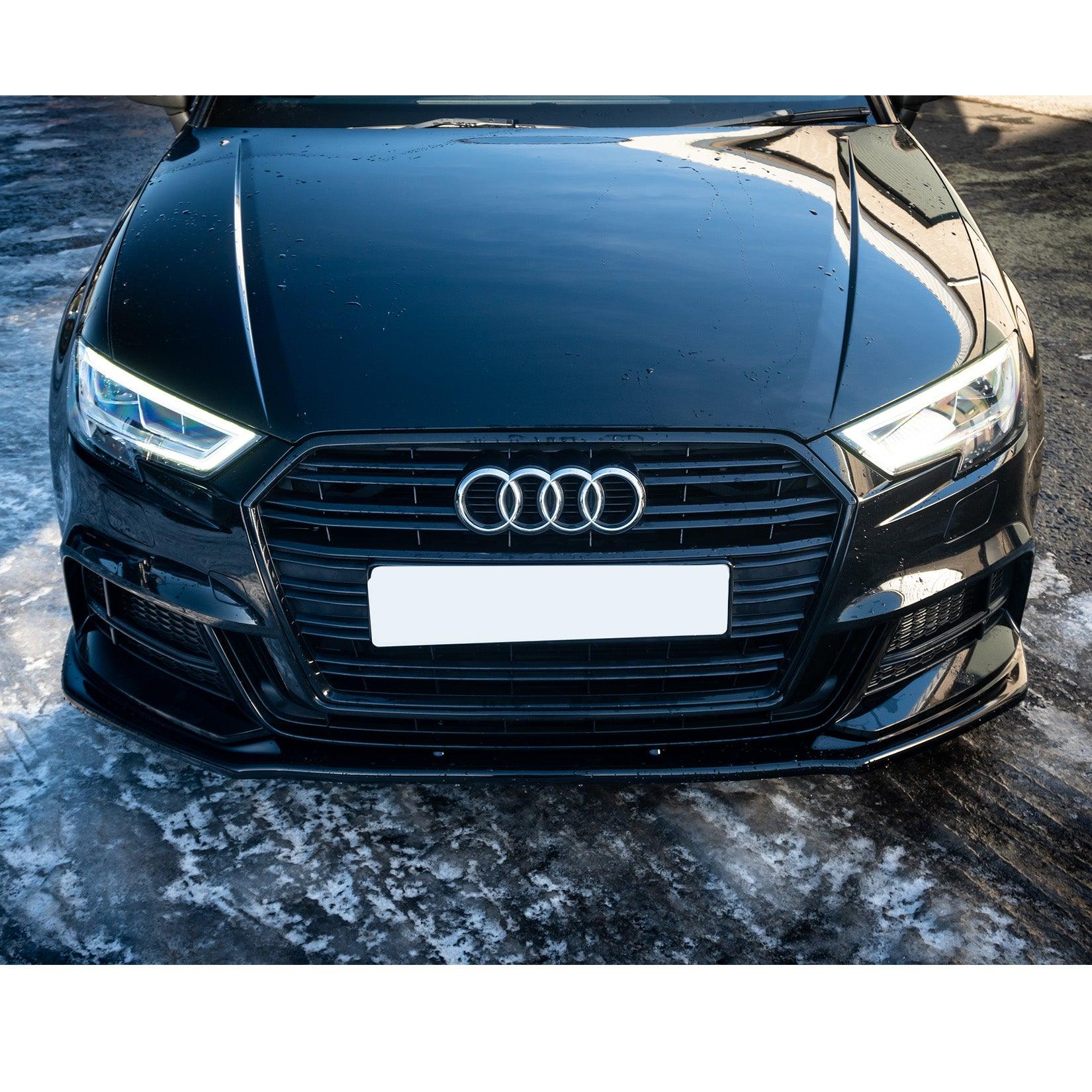 Audi A3 8V S-Line S3 Saloon 2016-2018 gloss black front splitter lip