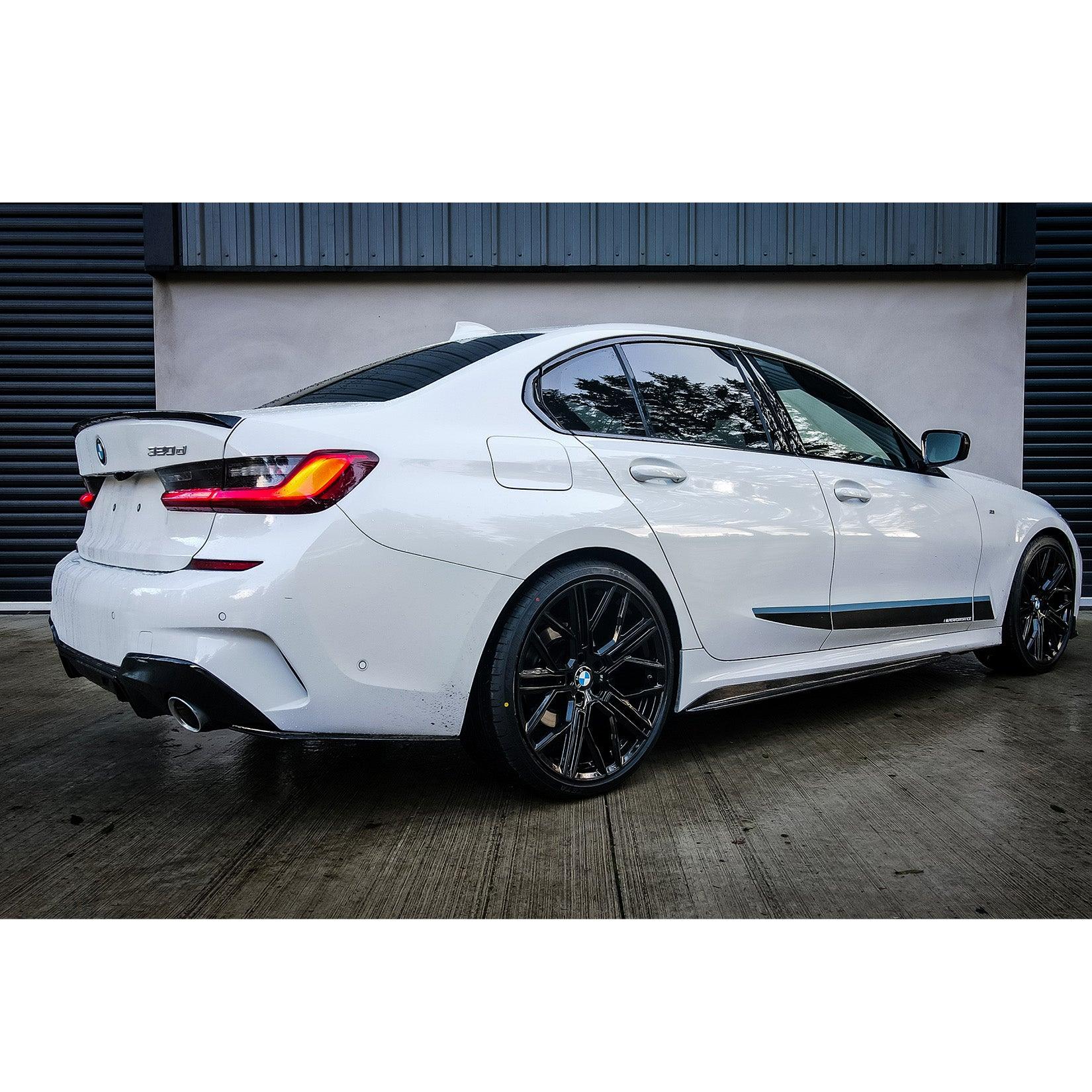 BMW 3 Series G20 G28 2018+ Gloss Black Rear Spats Extensions for M Sport Bumper