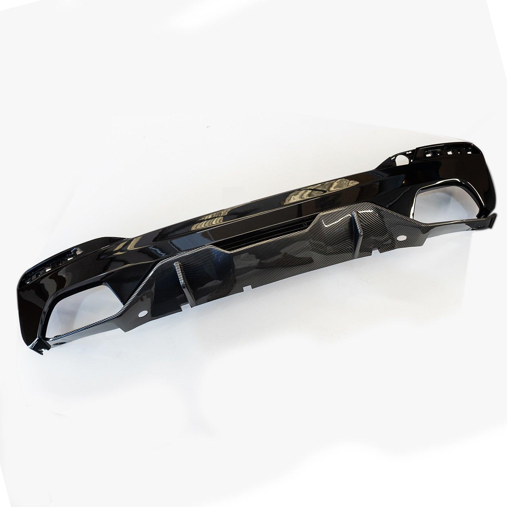 BMW 5 Series M Sport G30 G31 (pre LCI 2017 - 2020) MP Rear Diffuser - Dual Exit Gloss Black & Carbon Look
