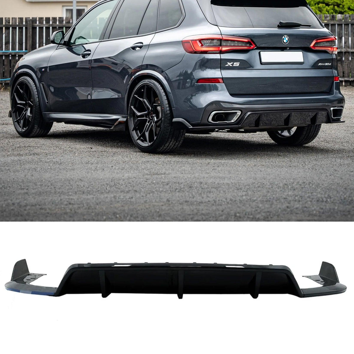 BMW X5 G05 2018+ - BLACK KNIGHT REAR DIFFUSER IN GLOSS BLACK - RisperStyling