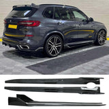 BMW X5 G05 M Sport 2018+ - Black Knight Side Skirt Splitters in Carbon Look