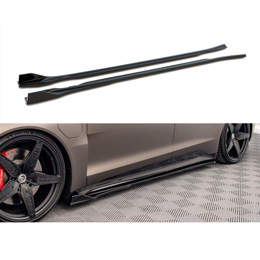 AUDI E-TRON GT / RS GT 2021+ - MAXTON SIDE SKIRT SPLITTERS IN GLOSS BLACK - RisperStyling