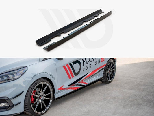 FORD FIESTA MK8 ST / ST LINE 2017+ - MAXTON SIDE SKIRT SPLITTERS - GLOSS BLACK
