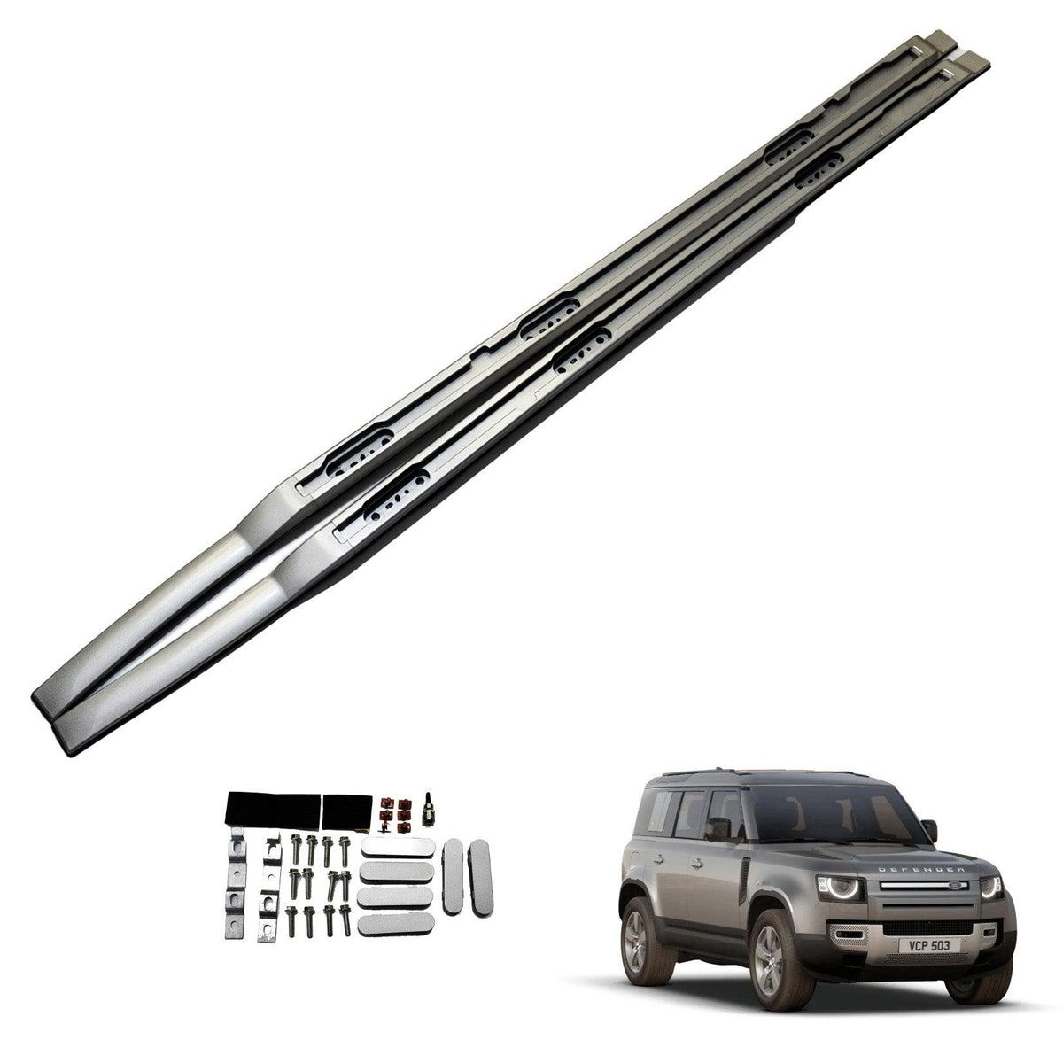 LAND ROVER DEFENDER 110 L663 2020 ON OE STYLE ROOF RAIL – PAIR – IN SILVER - RisperStyling