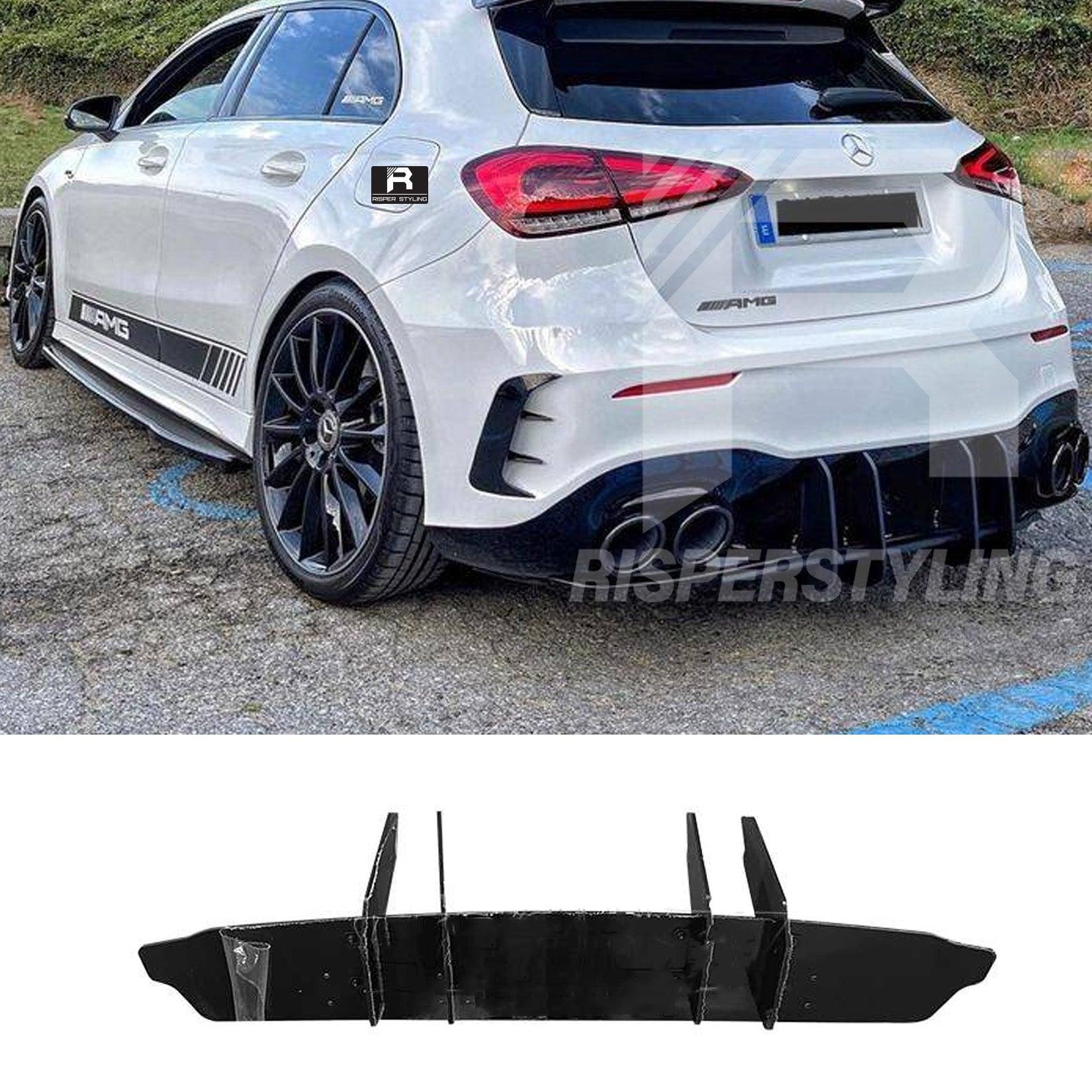 MERCEDES A CLASS AMG 2019+ W177 - REAR BLADE STYLE DIFFUSER - GLOSS BLACK - RisperStyling