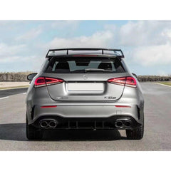 MERCEDES A-CLASS W177 2018 ON "A45" LOOK REAR DIFFUSER WITH TAILPIPES TWIN EXIT QUAD TIP - GLOSS BLACK - RisperStyling