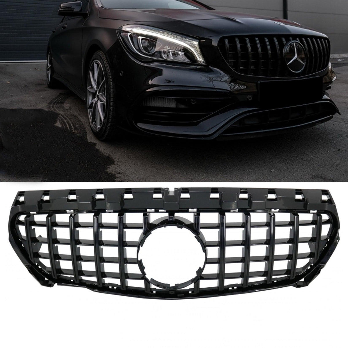 MERCEDES CLA W117 2013-2015 - FRONT GRILL - PANAMERICANA GT-R STYLE - ALL BLACK - RisperStyling