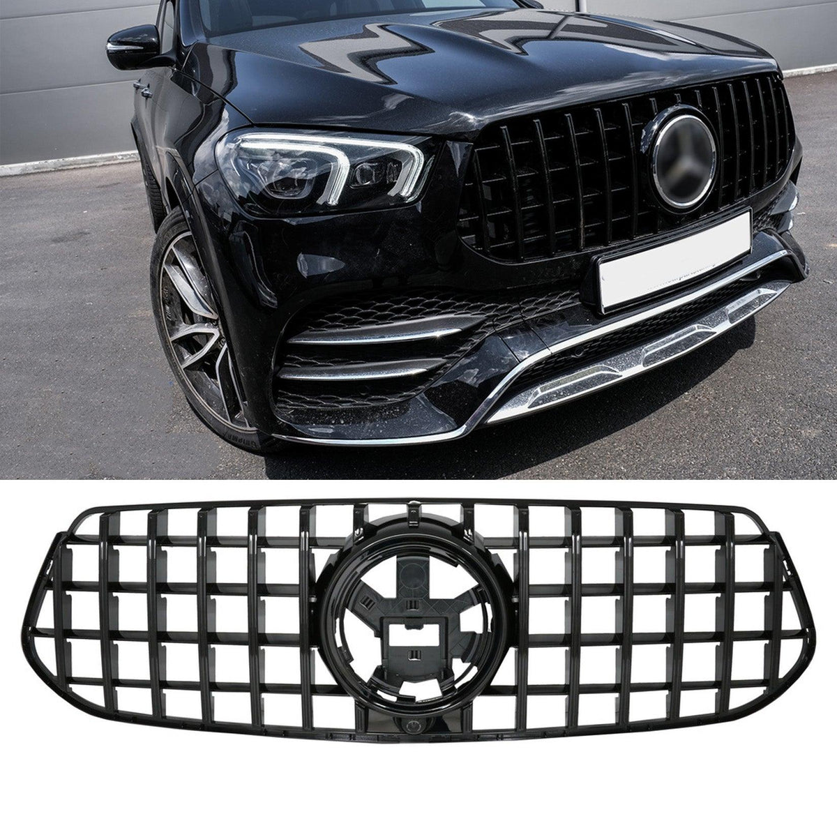 MERCEDES GLE X167 2019+ - FRONT GRILL - PANAMERICANA GT-R STYLE - ALL BLACK - RisperStyling