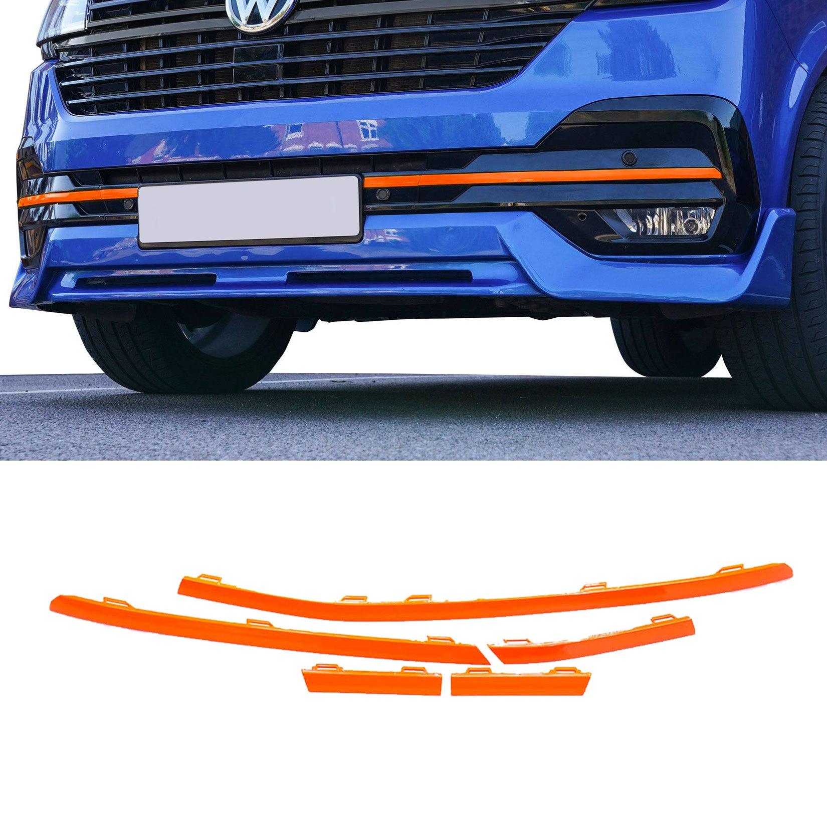 VW T6.1 2019 ON TRANSPORTER FRONT BUMPER LOWER 5PCS GRILLE TRIM INSERTS CHOOSE COLOUR - RisperStyling