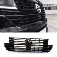 VW TRANSPORTER T6.1 2019 ON REPLACEMENT FRONT GRILL – GLOSS BLACK – BADGED - RisperStyling