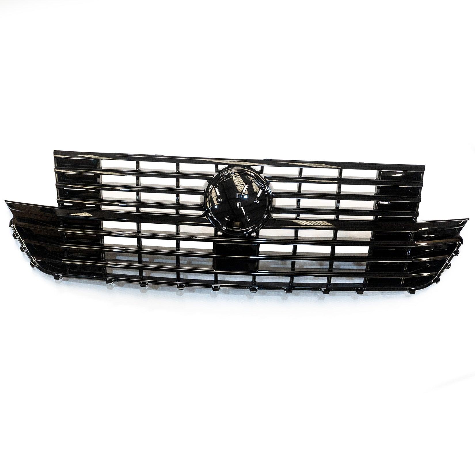 VW TRANSPORTER T6.1 2019 ON REPLACEMENT FRONT GRILL – GLOSS BLACK – BADGED - RisperStyling